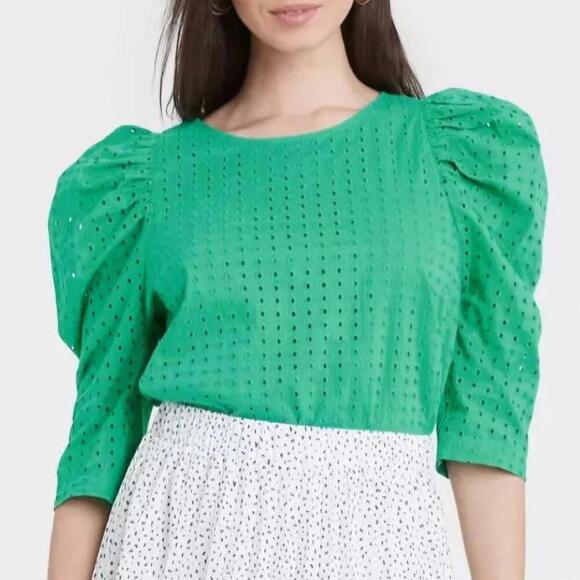 a new day Tops - Women's Elbow Sleeve Eyelet Top | A New Day | Small